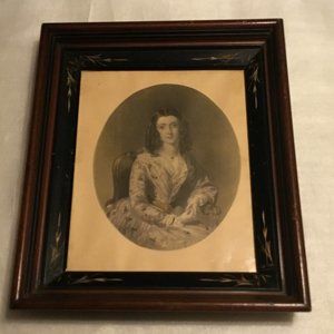 Gorgeous antique framed print of Victorian or Renaissance lady